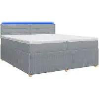 vidaXL Boxspringbed met matras, lichtgrijs, 200 x 200 cm, gestoffeerd