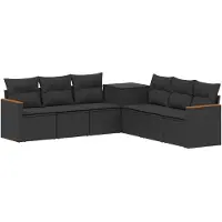 vidaXL Bankstel 7 st Zwart Poly Rattan en Staal