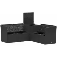vidaXL Bankstel 5 st Zwart en Crème Wit Poly Rattan en Staal