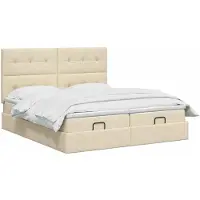vidaXL Ottoman bed met matras met hoofdeinde 2 st Crèmekleurig Stof