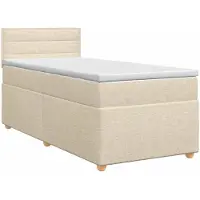 vidaXL Boxspringbed met matras, crème kleur, 100 x 200 cm, gestoffeerd