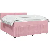 vidaXL Boxspringbed met matras en hoofdeinde, roze, 140 x 200 cm, fluweel