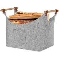 OEM Verhoogde plantenbak - 45x40x32 cm - 3 mm dik vliesdoek - gevouwen ontwerp - houtopslag - lichtgrijs