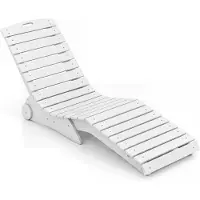 Costway zonneligbed, weerbestendig, ergonomische tuinstoel met wielen, ligbed van HDPE, terrasligbed geschikt voor een gewicht tot 205 kg, relaxstoel, wit