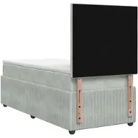 vidaXL LED boxspringbed met matras, lichtgrijs, 90 x 200 cm, fluweel