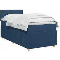 vidaXL Boxspringbed met matras en hoofdbord, blauw, 90 x 190 cm, stof