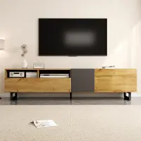 Sonstiges TV-meubel met 3 deuren en 2 vakken, 170x36,5x42 cm, zwart/naturel kleur