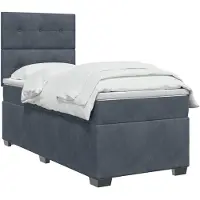 vidaXL Boxspringbed met matras, donkergrijs, 100 x 200 cm, fluweel