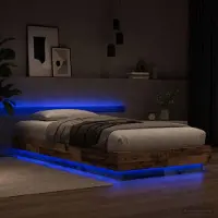 Prolenta Maison Exclusive - Bedframe met LED-verlichting, gemaakt van gerecycled hout, afmetingen 80 x 200 cm, materiaal: houtvezel