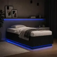 Prolenta Maison Exclusive - Bedframe met LED-verlichting, zwart eikenfineer, 80 x 200 cm, houtvezel