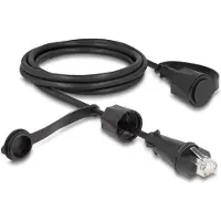 DeLOCK Network Cable RJ45 plug to RJ45 plug Cat.6 STP with protective cap outdoor IP68 dust- and waterproof black 2 m