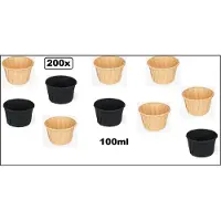 TakeAware 200x Sausbakje mix bruin kraft en zwart 100ml - souffle - papier - Saus bakje mayonaise ketchup mosterd diner food