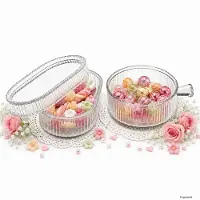 MamboCat SCHNICK & SCHNACK 2-delige Bonbonnière Set 1x Ovale schaal met deksel & 1x Ronde bonbonnière met handvat – 1x 27022472 & 1x 23468802