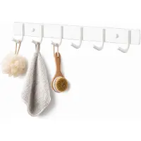 BOTC Kapstok - Wandkapstok - 6 Haken - 42cm - RVS - Muur Kapstok Hangend - Muurhaak - Wit