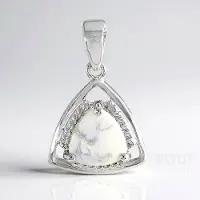 Cavill - Zilveren Hanger - 925 Sterling Zilver - Canadese Howliet 3,96 Ct - Driehoekige Triljant Cabochon - Elegante Zilveren Sieraad Dames