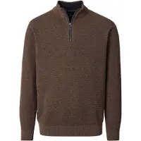 Casamoda Halfzip Trui Structure Melange Bruin