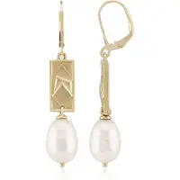 Cavill - Elegante Zilveren Oorbellen - 925 Sterling Zilver Goudverguld - Witte Zoetwaterparels 12x9 mm - Haaksluiting