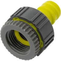 OEM Klem voor tuinslang, van kunststof met rubberen buitenlaag, 1/2 inch naar 3/4 inch, met snelaansluiting.