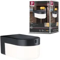 Paulmann Hybrid LED-wandarmatuur voor buiten Calyne House 230V + Solar IP44 hoekig 145x229 mm 3000K 2,3W 230lm 230V Zwart