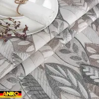 ANRO Tafelkleed Bladeren Beige Ovaal 160x140cm Rechte rand Afwasbaar Waterafstotend Binnen & Buiten