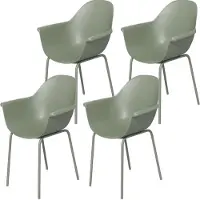 HAUSS SPOLE Tuinstoel - Set Van 4 Met Armleuningen En Rugleuning - Weerbestendig Voor Terras En Balkon - Kunststof En Metaal - Groen