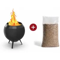 Höfats MOON 45 All Black – Rookvrije Vuurkorf incl. 10 kg Premium Houtpellets