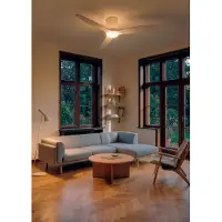 Create - Plafondventilator stil 40W (Ø132cm) - Met licht LED - Afstandsbediening - 6 snelheden - Programmeerbaar - WIND CALM CUSTOM RATTAN