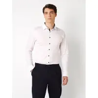 Desoto Casual Slim Fit Jersey overhemd wit, Effen