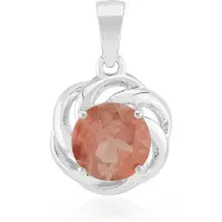Cavill - Elegante Zilveren Hanger - 925 Sterling Zilver Gerhodineerd - 1,063 ct Oregon Zonnesteen Rond - Warme Roze Edelsteen - Tijdloos Design