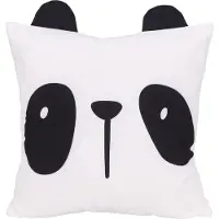 Home & Styling Dieren sierkussen kinderkamer - Panda - wit/zwart - 40 x 40 x 8 cm - polyester