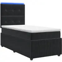 vidaXL LED boxspringbed met matras, zwart, 80 x 200 cm, fluweel