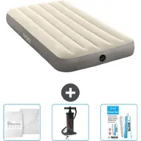 Intex Luchtbed - 1-Persoons - 99 x 191 x 25 cm - Beige - Inclusief Hoeslaken - Pomp en Reparatieset