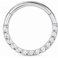 Cilla Jewels Zilverkleurige Damesneusring met Clickersluiting en Witte Zirkonia