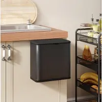 HAUSS SPOLE Prullenbak – 8 Liter – Vrijstaand Of Hangend – Metaal – Zwart – Met Deksel En Uitneembare Binnenemmer Voor Keuken