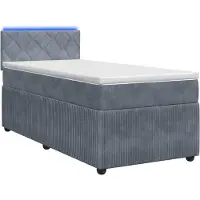 vidaXL Boxspringbed met matras, donkergrijs, 90 x 200 cm, fluweel
