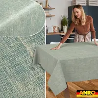 ANRO Tafelkleed Effen linnenlook Blauw 220x140cm Rechte rand Afwasbaar Waterafstotend