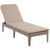 Keter Verstelbare tuinligstoel "Jaipur Sun Lounger" in cappuccino kleur + ligkussen "Jaipur" in beige kleur, stof S-550 Melange, afmetingen 190 x 60 cm