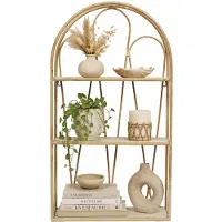 Home Deco Factory Wandplank / wandrekje - naturel - 3 niveaus - 40 x 73 x 12 cm - foto / decoratie plank