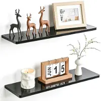 Famanu – Wandrek set van 2 stuks van acryl, zwevend en zwart, afmetingen 30 cm, ideaal als keukenrek of voor andere ruimtes