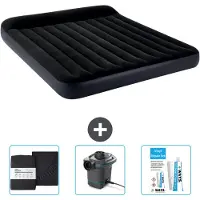 Intex Luchtbed - 2-Persoons - 183 x 203 x 25 cm - Donkerblauw - Inclusief Hoeslaken - Pomp en Reparatieset