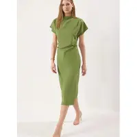 Trendyol TRENDYOLMİLLA Dames Groen Effen Midi Kort Avond / Dagelijks A-lijn Jurken