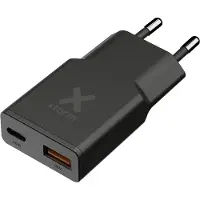 Xtorm Go2 Evolution Slimline USB-C / USB-A Adapter - Dubbele Poort Oplader - Charger - 33W Krachtige Snellader Geschikt voor iPhone, Samsung en meer - Compacte USB C Oplader - Zwart