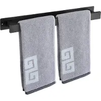 Famanu – Handdoekenrek met zelfklevende of schroefmontage, roestvrijstalen handdoekhouder, waterdicht en roestvrij, voor badkamer en keuken (20 inch, mat zwart