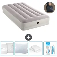 Intex Luchtbed - 1-Persoons - 99 x 191 x 30 cm - Grijs - Inclusief pomp - Hoeslaken - Kussen - Reparatieset en Kussenbeschermer