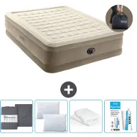 Intex Luchtbed - 2-Persoons - 152 x 203 x 46 cm - Beige - Inclusief pomp - Hoeslaken - Kussen - Reparatieset en Kussenbeschermer