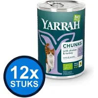 Yarrah 12x cat bio blik brokjes saus kip&kalkoen 405gr