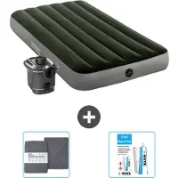 Intex Luchtbed - 1-Persoons - 99 x 191 x 25 cm - Groen - Inclusief pomp - Hoeslaken en Reparatieset