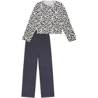 Schiesser Nachtkledij ' Nightwear ' donkerblauw / lichtgrijs / wit