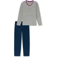 Schiesser Pyjama ' Casual Essentials ' crème / donkerblauw / offwhite