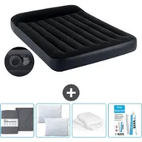 Intex Luchtbed - Twijfelaar - 137 x 191 x 25 cm - Blauw - Inclusief pomp - Hoeslaken - Kussen - Reparatieset en Kussenbeschermer